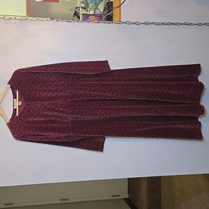 Eddie Bauer Long Velvet Cotton Long Sleeves Plum Botanical Pattern Maxi Dress